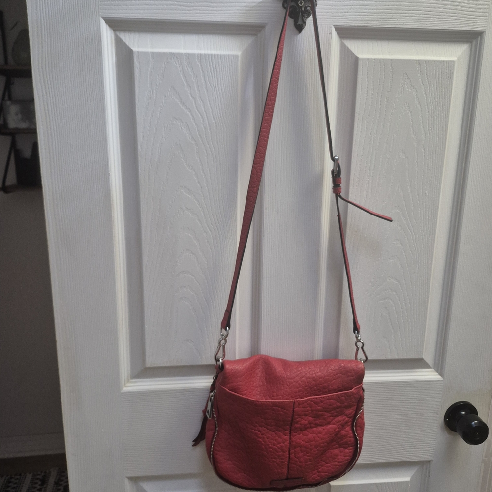 Red Leather Crossbody Shoulder Bag